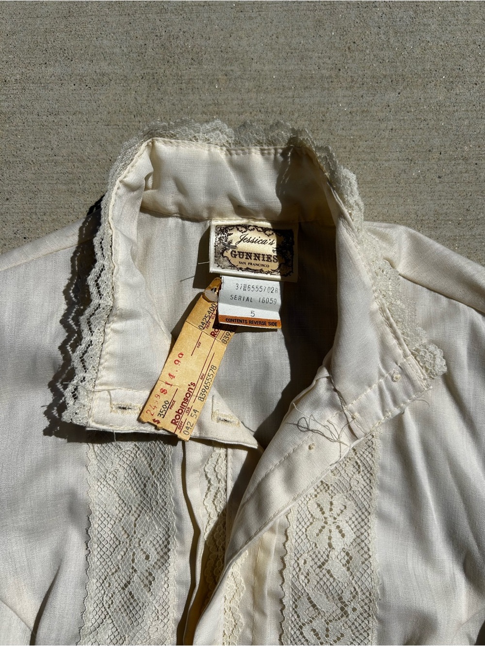 Gunne Sax Cream Lace Victorian-Inspired Blouse